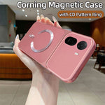 Magnetic Case For Xiaomi Redmi A7 Pro 5G  /  A7 Pro 4G (171.56mm)  /  Poco C85x 5G  /  C81 4G C-Shaped CD Pattern Ring with Tail Metallic Painted TPU Phone Back Cover
