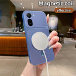 Magnetic Case For Xiaomi Redmi A7 Pro 5G  /  A7 Pro 4G (171.56mm)  /  Poco C85x 5G  /  C81 4G C-Shaped CD Pattern Ring with Tail Metallic Painted TPU Phone Back Cover