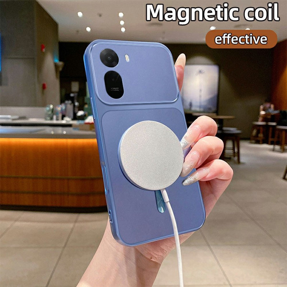 Magnetic Case For Xiaomi Redmi A7 Pro 5G  /  A7 Pro 4G (171.56mm)  /  Poco C85x 5G  /  C81 4G C-Shaped CD Pattern Ring with Tail Metallic Painted TPU Phone Back Cover