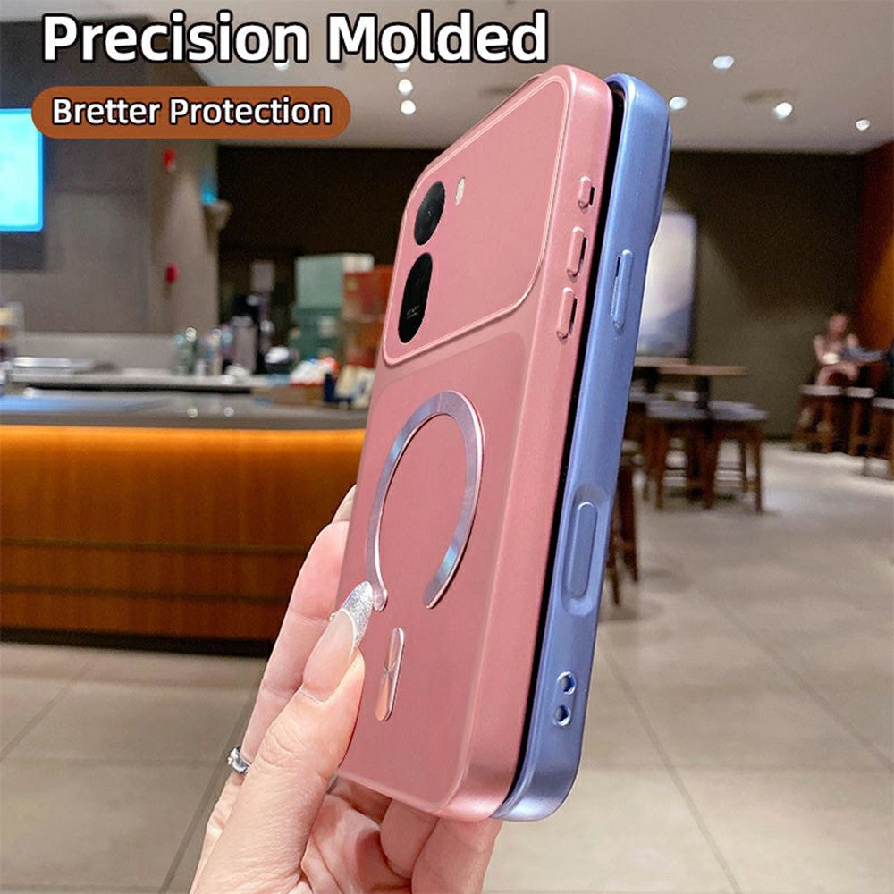 Magnetic Case For Xiaomi Redmi A7 Pro 5G  /  A7 Pro 4G (171.56mm)  /  Poco C85x 5G  /  C81 4G C-Shaped CD Pattern Ring with Tail Metallic Painted TPU Phone Back Cover