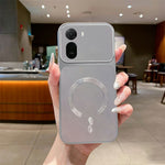 Magnetic Case For Xiaomi Redmi A7 Pro 5G  /  A7 Pro 4G (171.56mm)  /  Poco C85x 5G  /  C81 4G C-Shaped CD Pattern Ring with Tail Metallic Painted TPU Phone Back Cover