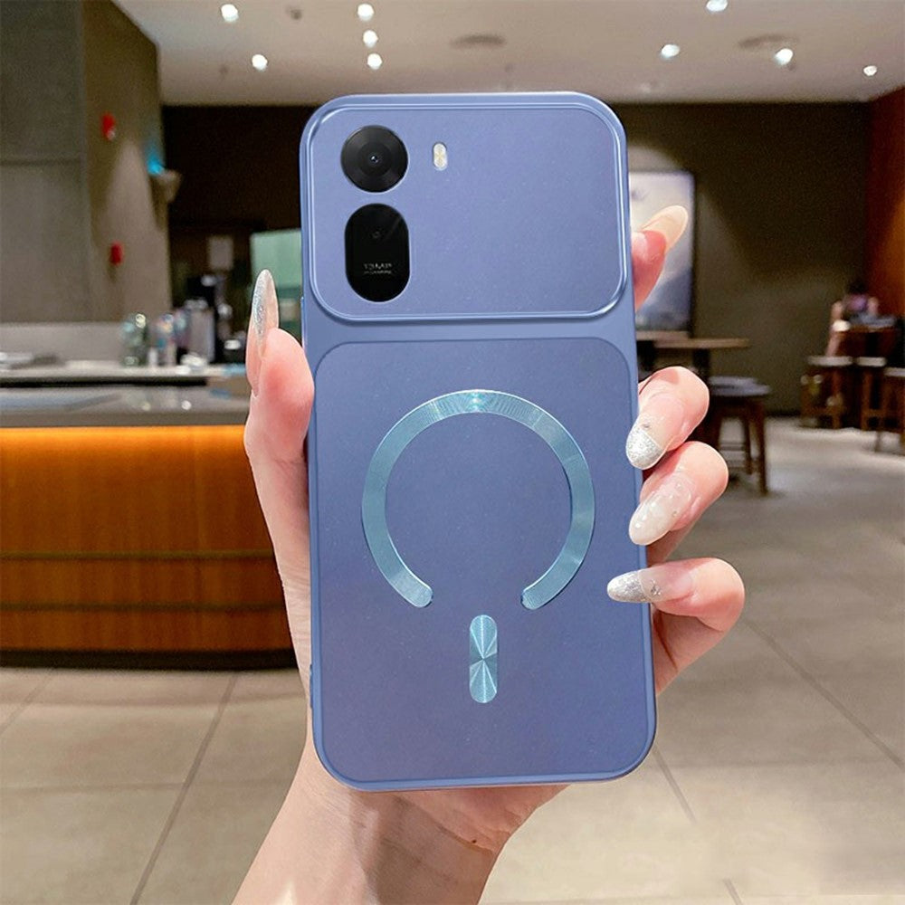 Magnetic Case For Xiaomi Redmi A7 Pro 5G  /  A7 Pro 4G (171.56mm)  /  Poco C85x 5G  /  C81 4G C-Shaped CD Pattern Ring with Tail Metallic Painted TPU Phone Back Cover