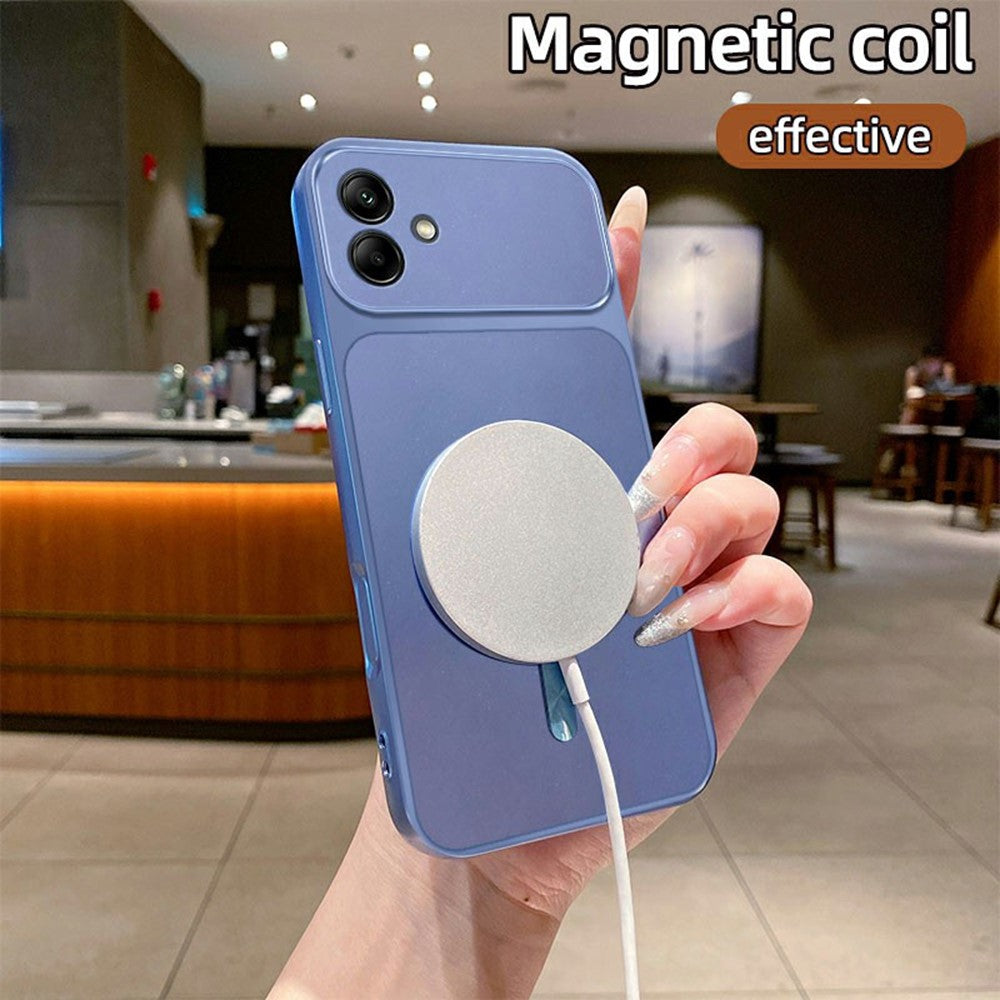 Magnetisk cover til Samsung Galaxy A08 5G / A08 4G / A07 5G / A07 4G C-formet CD-mønsterring med hale Metallisk malet TPU-telefonbagcover