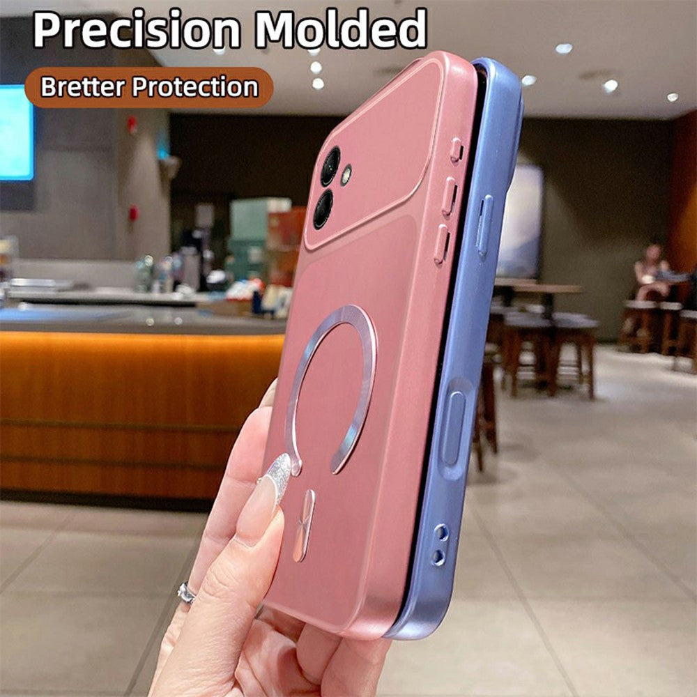 Magnetisk cover til Samsung Galaxy A08 5G / A08 4G / A07 5G / A07 4G C-formet CD-mønsterring med hale Metallisk malet TPU-telefonbagcover