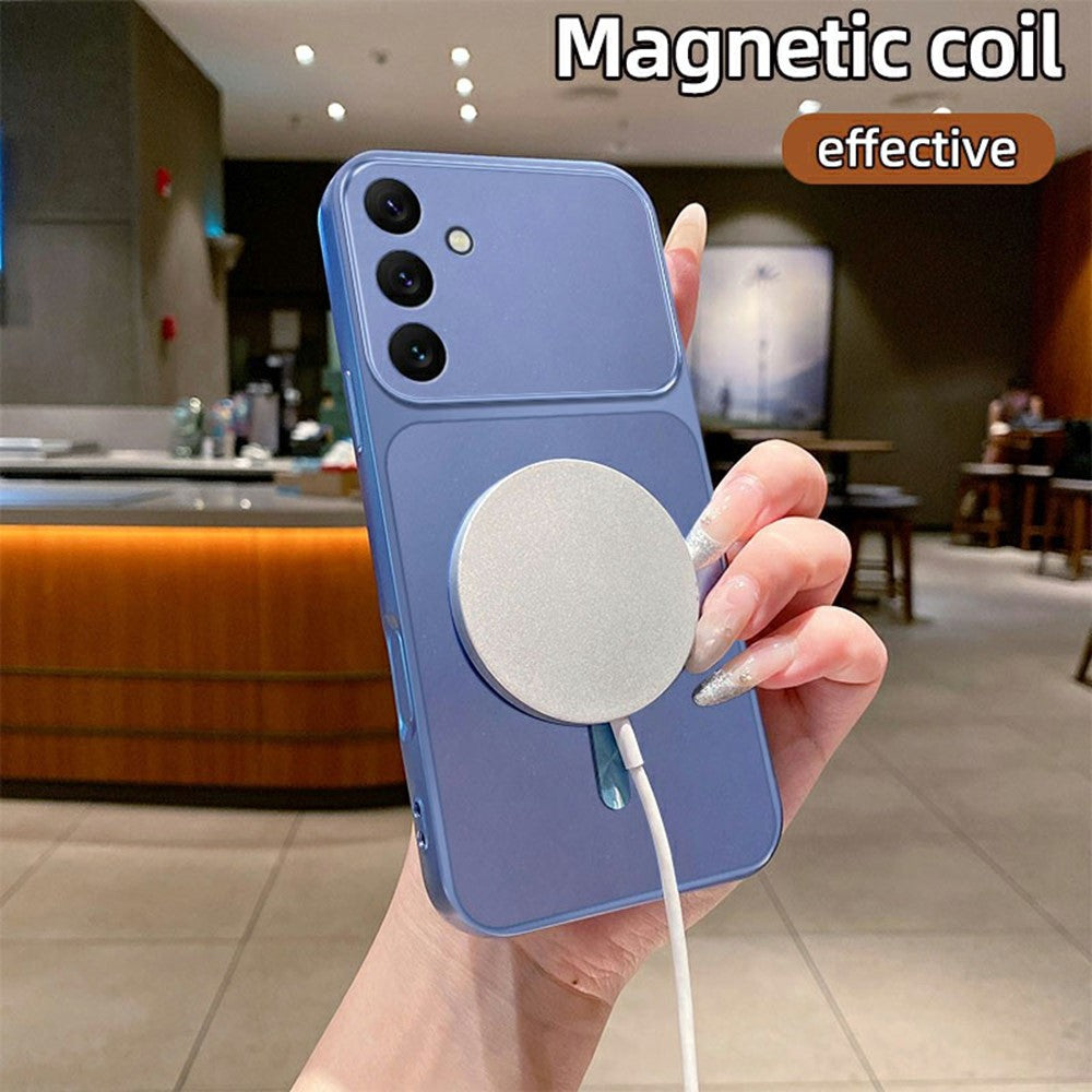 Samsung Galaxy A37 5G Magnetiskt Skal C-Formad CD Mönster Ring med Svans Metallmålad TPU mobil Baksida