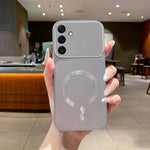 Samsung Galaxy A57 5G Magnetiskt Skal C-Formad CD Mönster Ring med Svans Metallmålad TPU mobil Baksida
