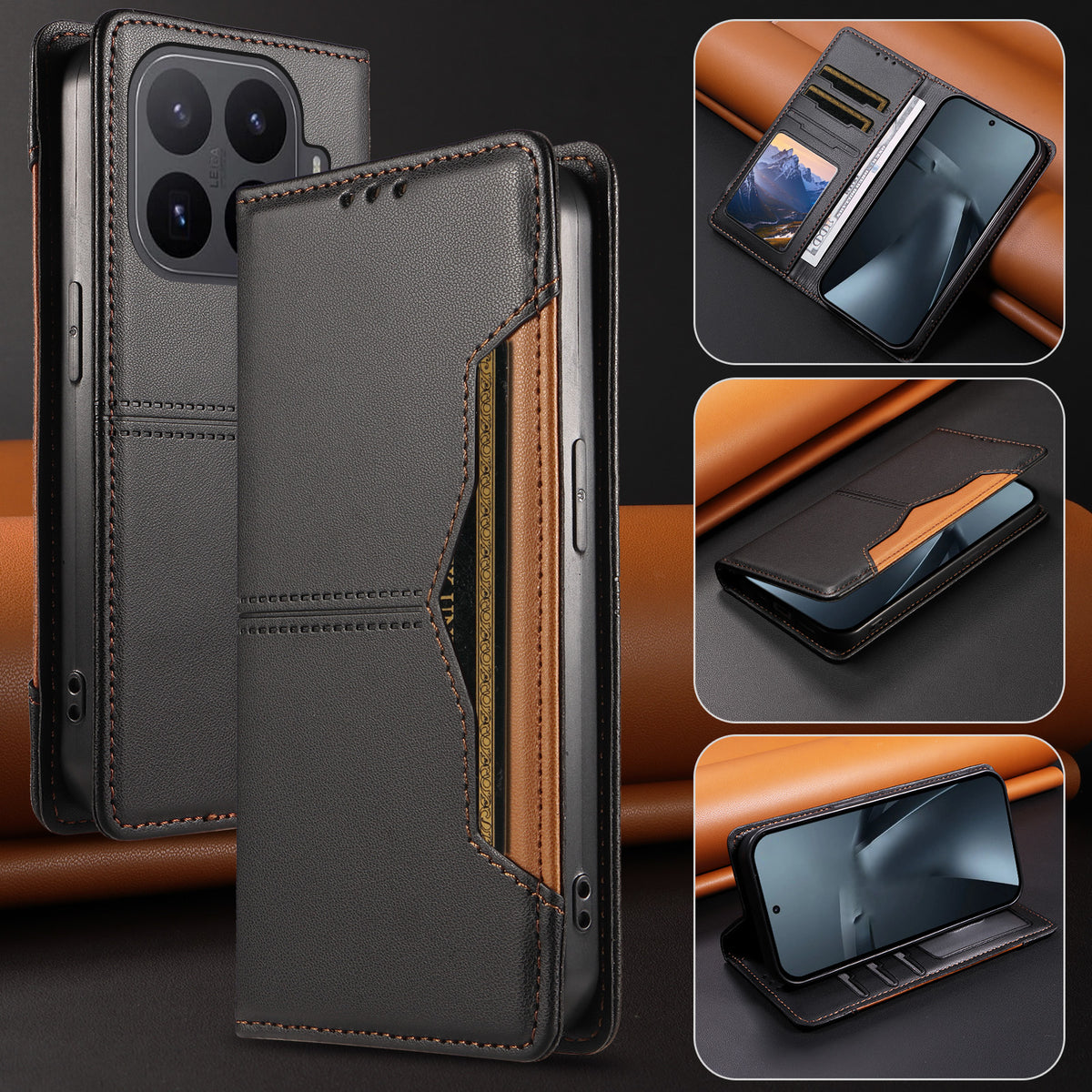 For Xiaomi 17T Pro Wallet Case External Card Slot Magnetic Closing Leather Phone Cover