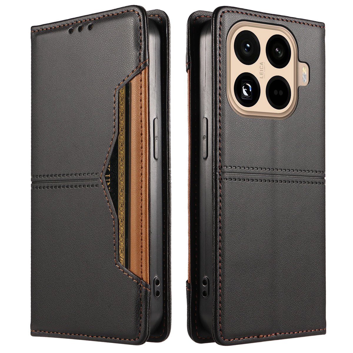 For Xiaomi 15T Pro Wallet Case External Card Slot Magnetic Closing Leather Phone Cover