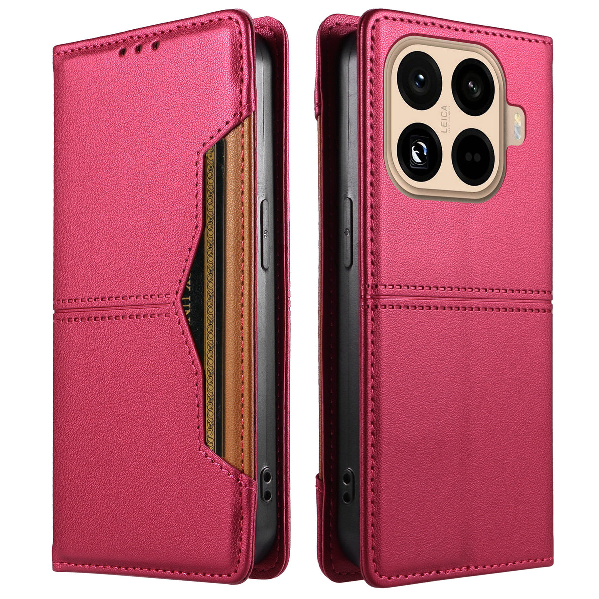 For Xiaomi 15T Pro Wallet Case External Card Slot Magnetic Closing Leather Phone Cover