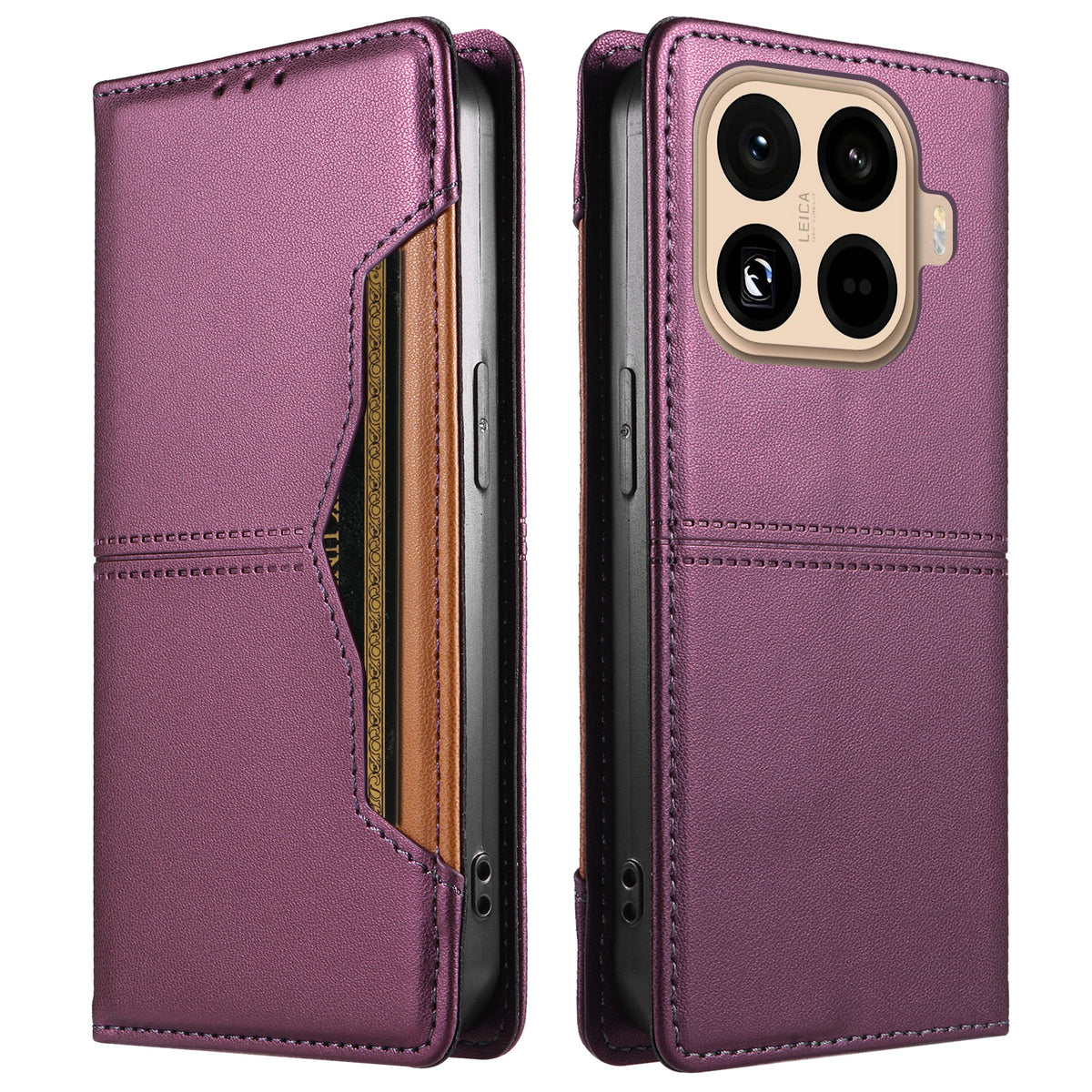 For Xiaomi 15T Pro Wallet Case External Card Slot Magnetic Closing Leather Phone Cover
