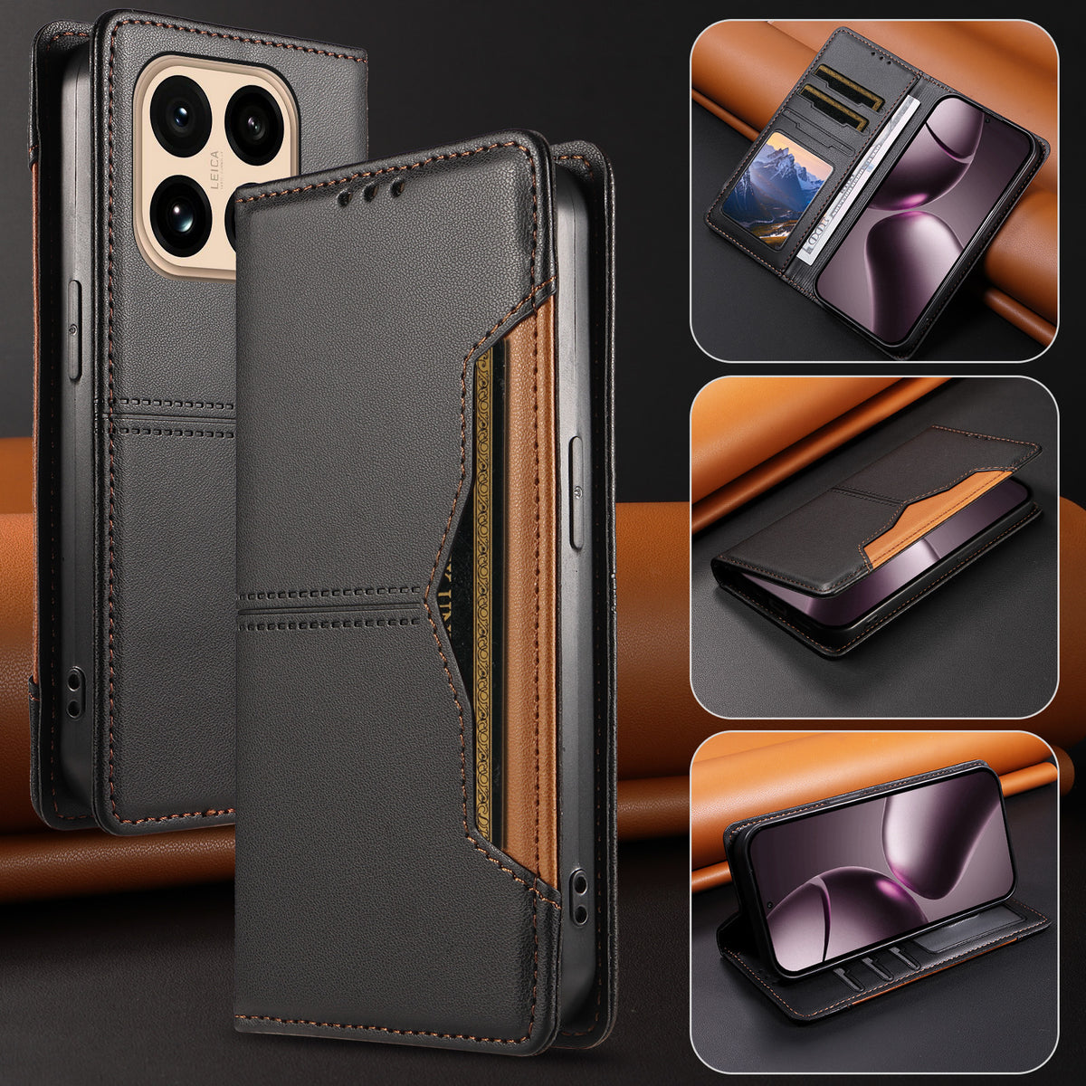 For Xiaomi 15T Wallet Case External Card Slot Magnetic Closing Leather Phone Cover