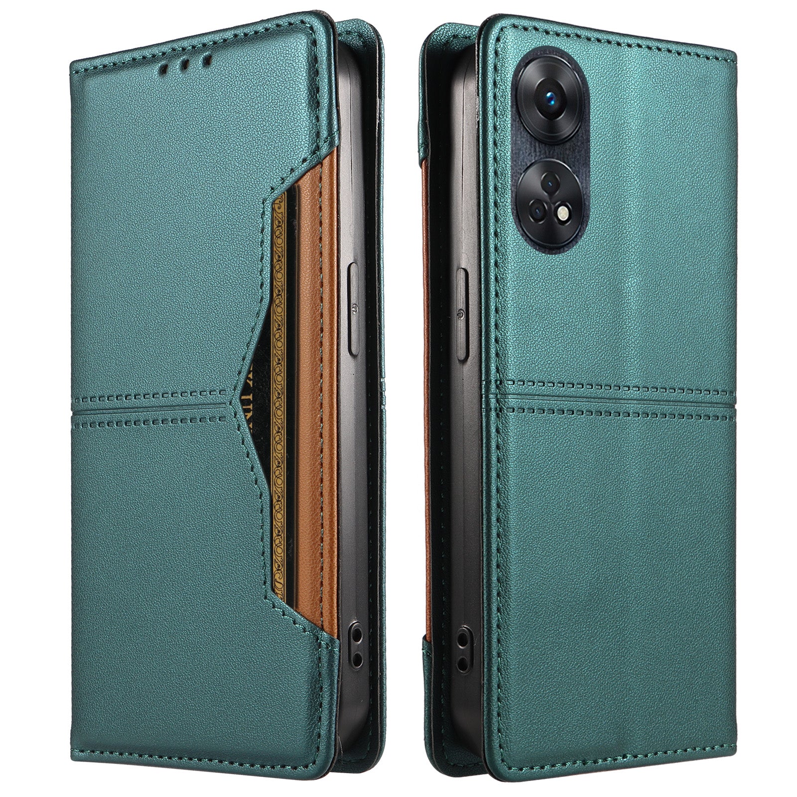Oppo A17k 4G / Oppo A17 4G Plånboksfodral Externt kortfack Magnetisk stängning Lädermobilskal