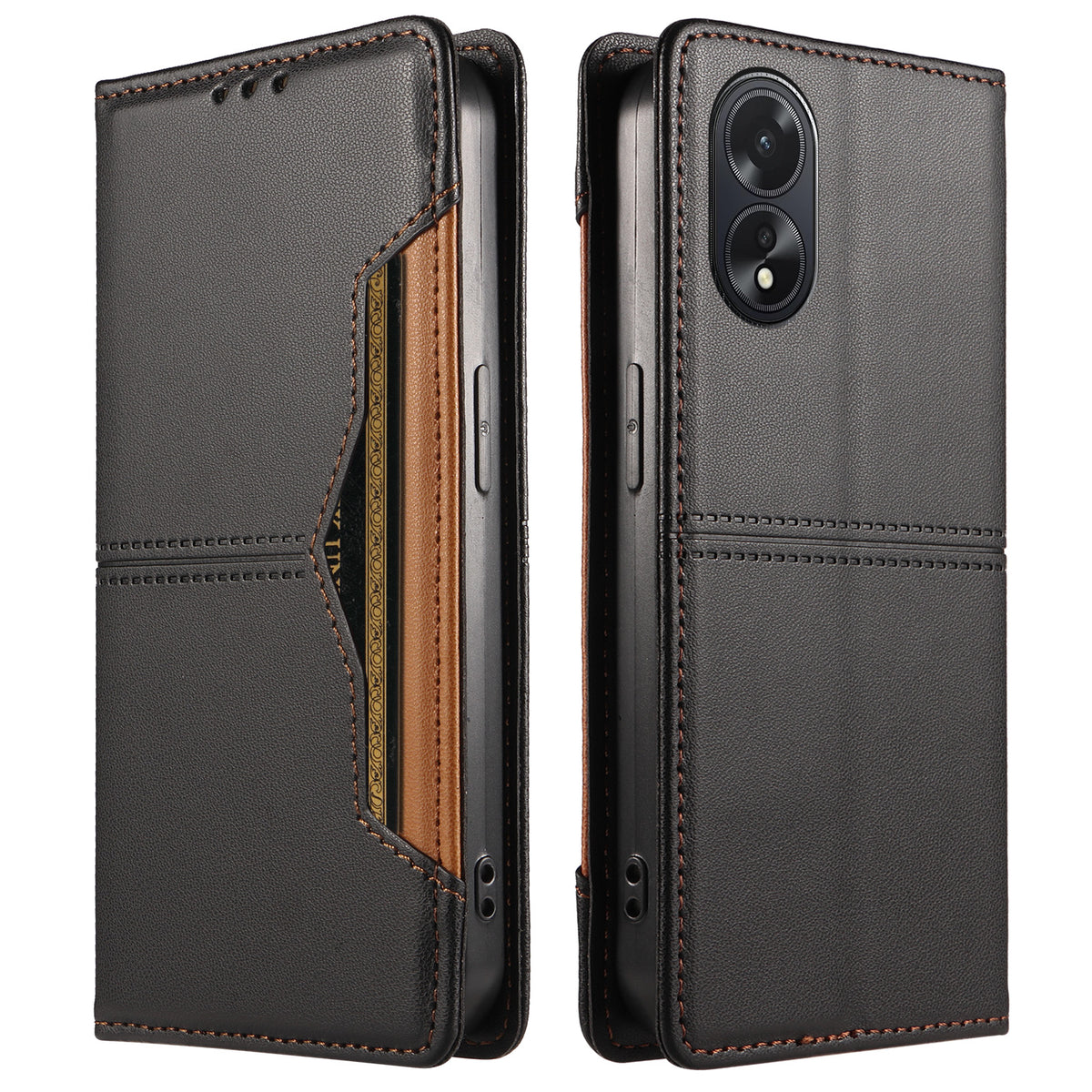 For Oppo A18 4G / Oppo A38 4G Wallet Case External Card Slot Magnetic Closing Leather Phone Cover