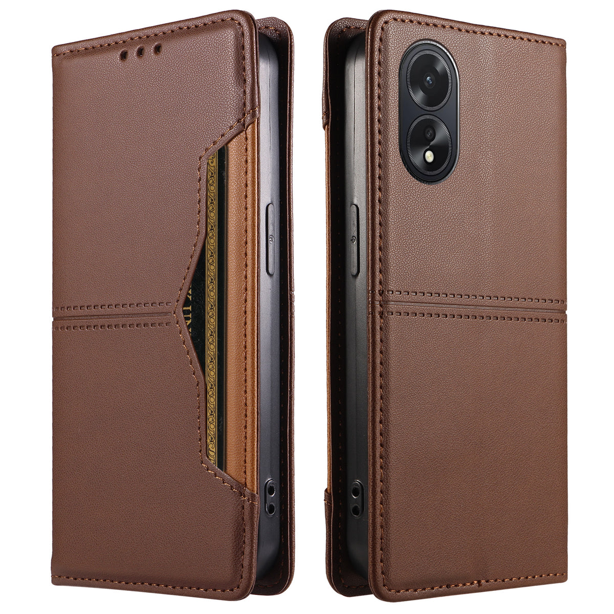 For Oppo A18 4G / Oppo A38 4G Wallet Case External Card Slot Magnetic Closing Leather Phone Cover