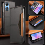 Oppo A58x 5G / Oppo A78 5G / Oppo A1x 5G / Oppo A2x 5G / Oppo A58 5G Plånboksfodral Extern kortplats Magnetisk stängning Lädermobilskal