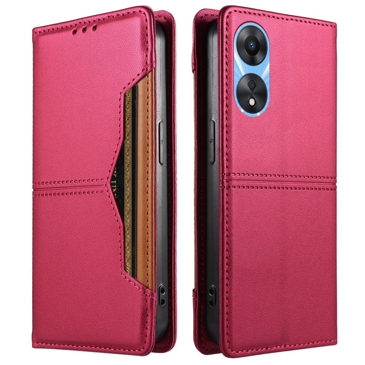 Oppo A58x 5G / Oppo A78 5G / Oppo A1x 5G / Oppo A2x 5G / Oppo A58 5G Plånboksfodral Extern kortplats Magnetisk stängning Lädermobilskal