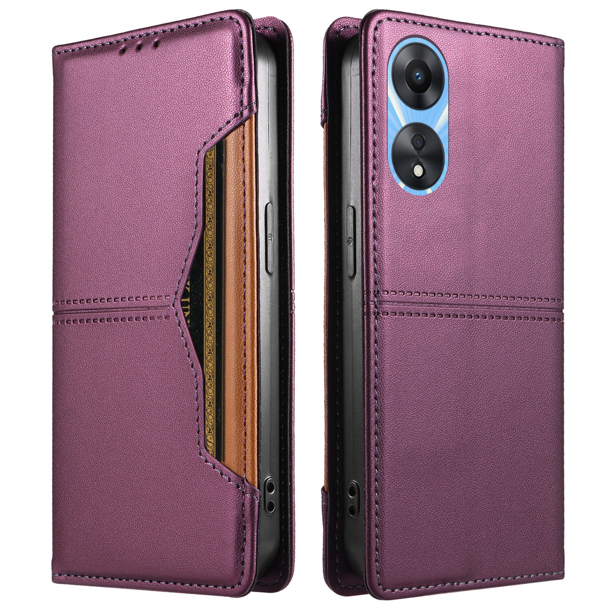 For Oppo A58x 5G / Oppo A78 5G / Oppo A1x 5G / Oppo A2x 5G / Oppo A58 5G Wallet Case External Card Slot Magnetic Closing Leather Phone Cover
