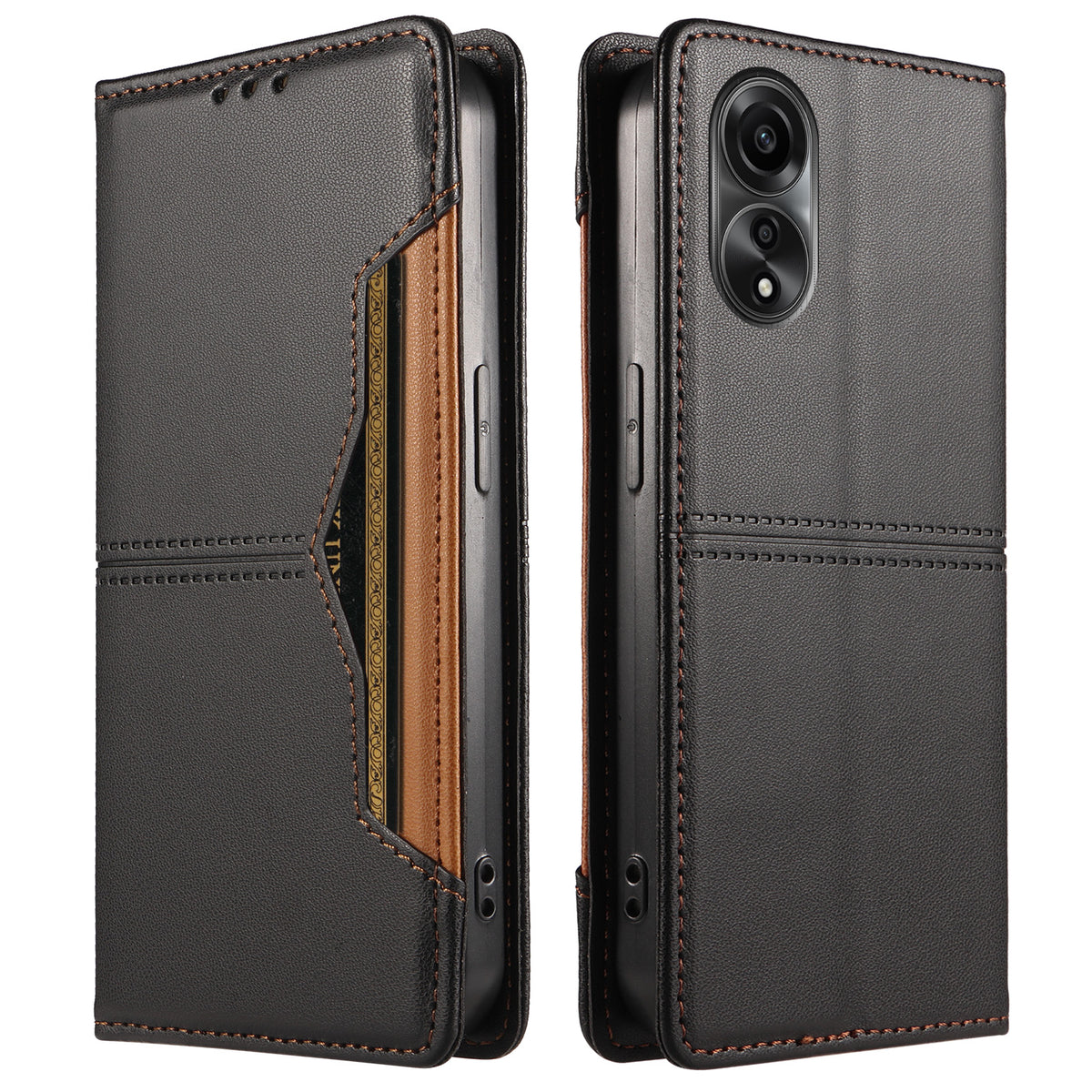 For Oppo A78 4G Wallet Case External Card Slot Magnetic Closing Leather Phone Cover