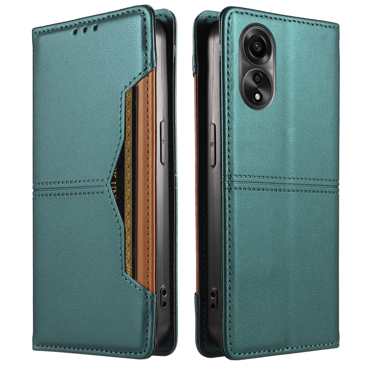 For Oppo A78 4G Wallet Case External Card Slot Magnetic Closing Leather Phone Cover