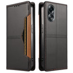 Oppo A58 4G pung-etui i læder med ekstern kortlomme og magnetisk lukning