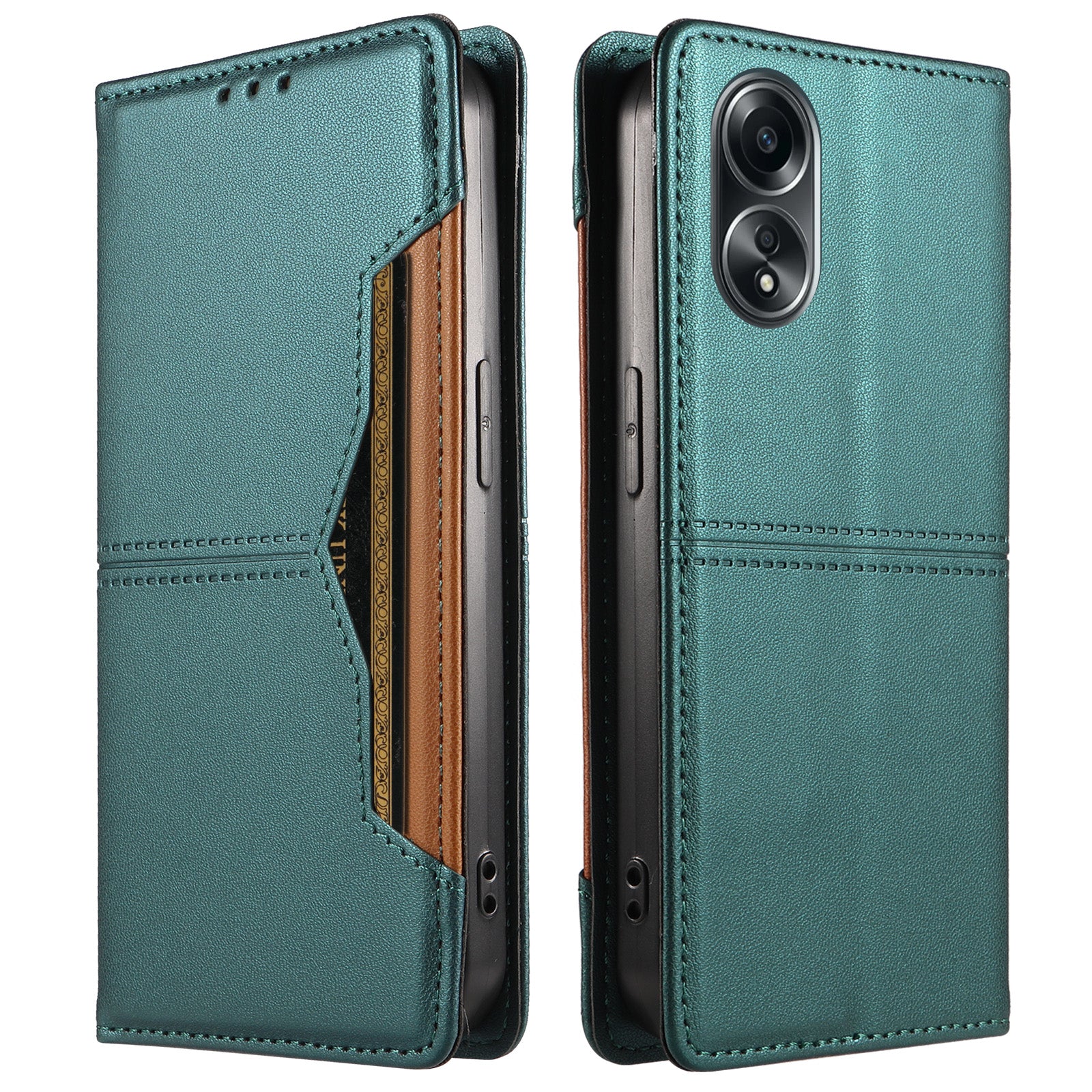 Oppo A58 4G Plånboksfodral Extern Kortplats Magnetiskt Stängande Lädermobilfodral