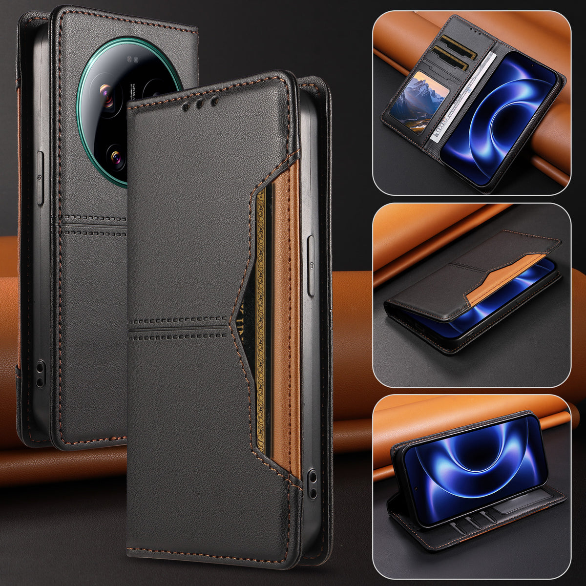 For Xiaomi 17 Ultra 5G Wallet Case External Card Slot Magnetic Closing Leather Phone Cover