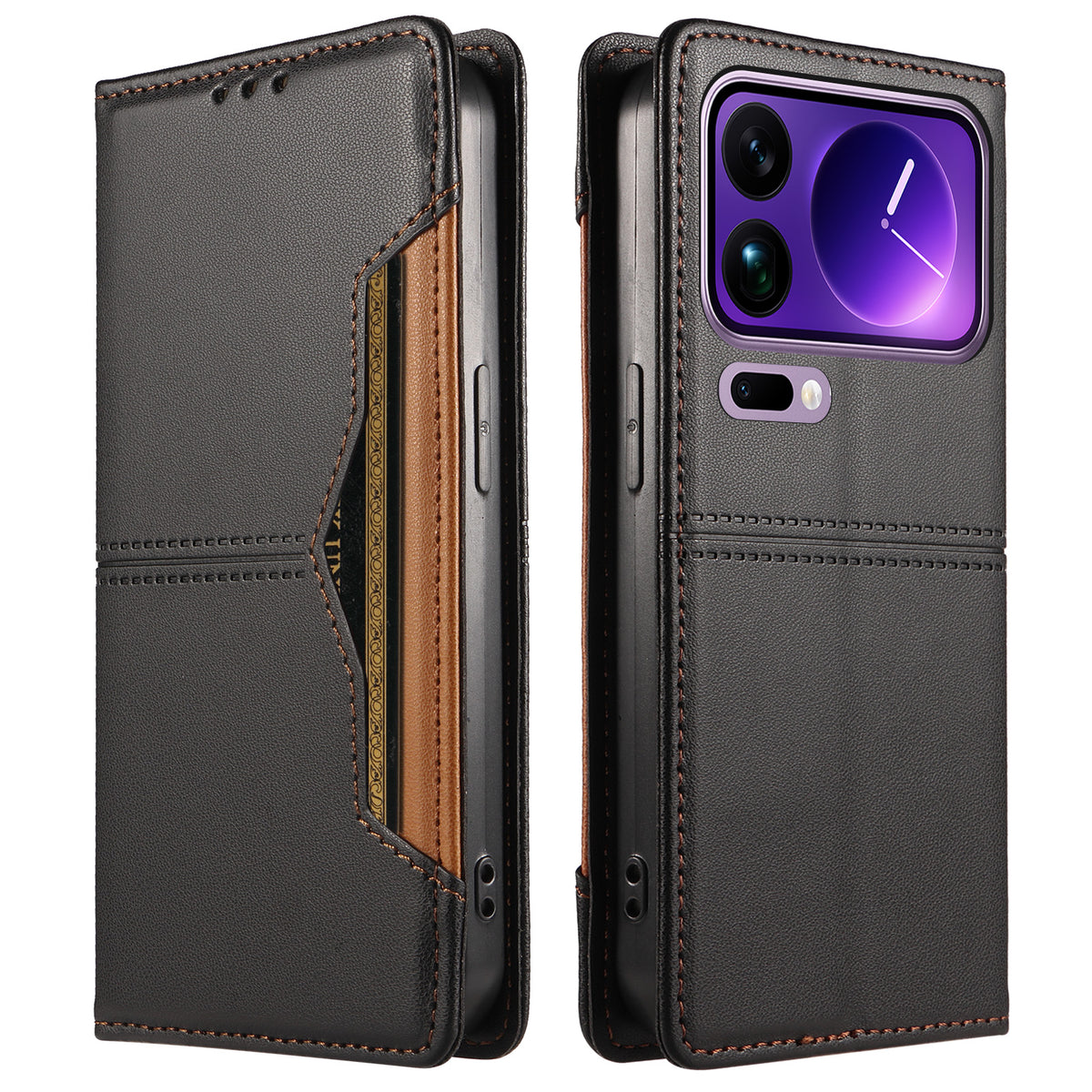 For Xiaomi 17 Pro Max Wallet Case External Card Slot Magnetic Closing Leather Phone Cover