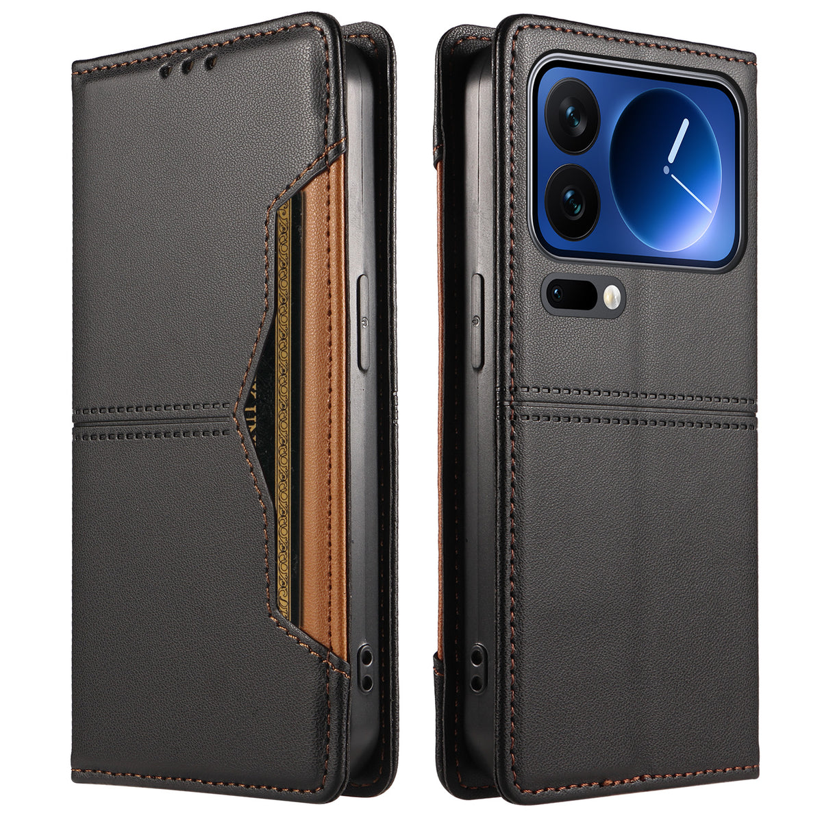 For Xiaomi 17 Pro Wallet Case External Card Slot Magnetic Closing Leather Phone Cover