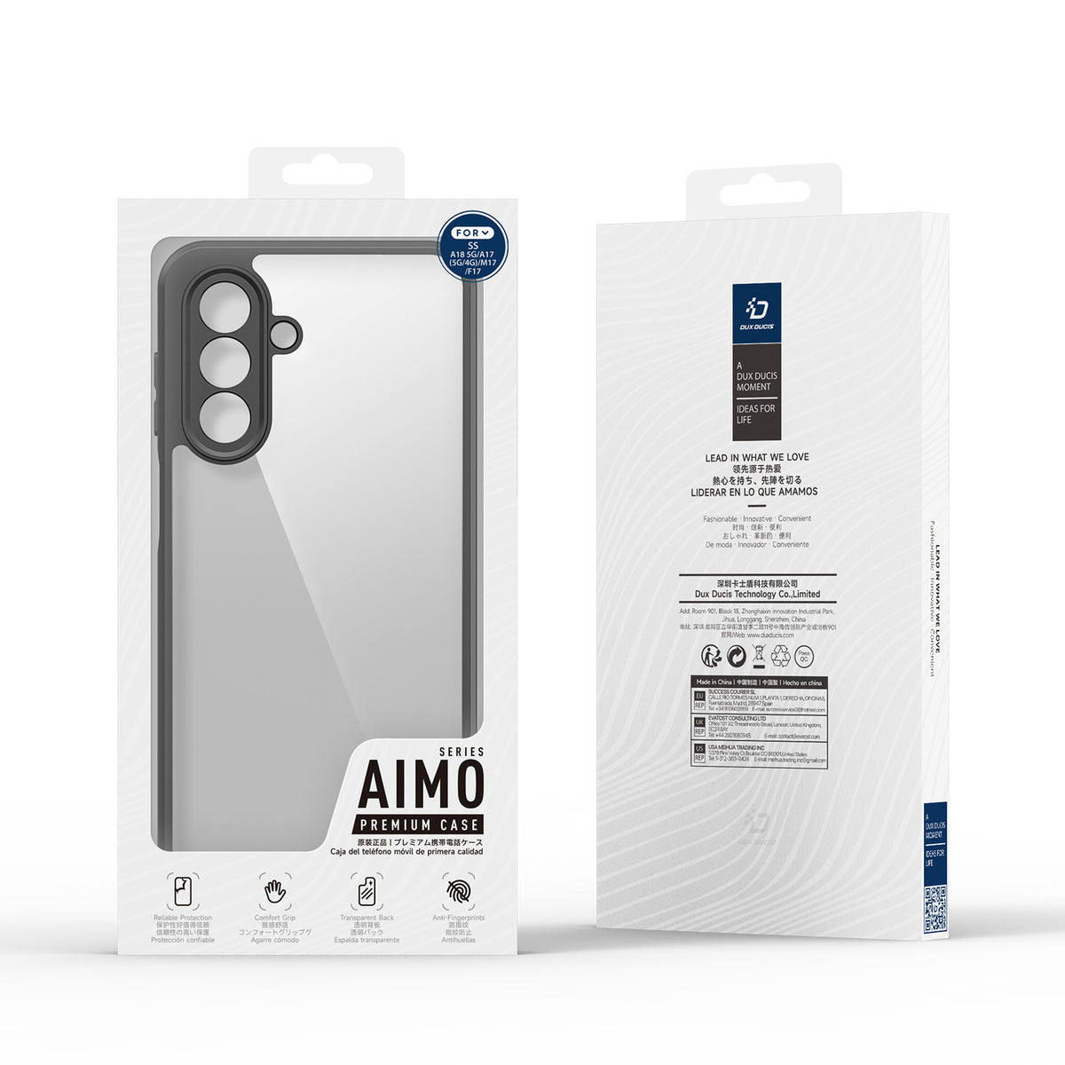 DUX DUCIS för Samsung Galaxy A17 5G / A17 4G / M17 5G / F17 5G / A18 5G / A18 4G Aimo-serien PC + TPU genomskinligt bakstycke (REACH-certifiering)