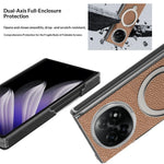 For Oppo Find N5 5G Case Magnetic Rotatable Kickstand Lychee-textured Hinge Protection Phone Cover