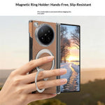 For Oppo Find N6 5G Case Magnetic Rotatable Kickstand Lychee-textured Hinge Protection Phone Cover
