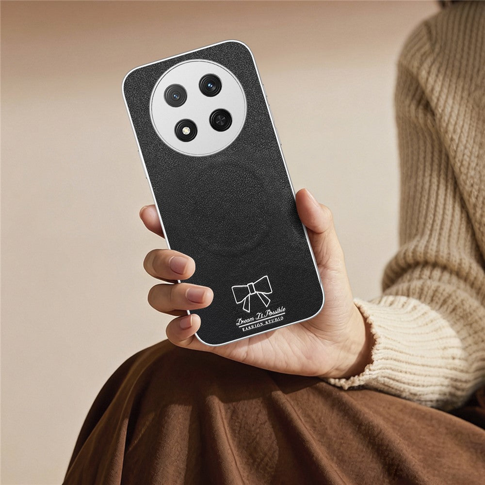 DREAM IS POSSIBLE FASHION STUDIO Bow Magnetic Case YSK-01 Phone Case for Honor X60 Pro 5G  /  X9c 5G  /  Magic7 Lite 5G Woven Texture N52 Magnet Dual-Layer Shockproof Raised Lips Cover