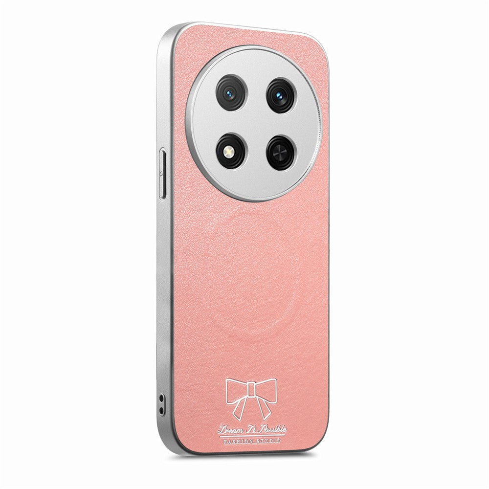 DREAM IS POSSIBLE FASHION STUDIO Bow Magnetic Case YSK-01 Phone Case for Honor X60 Pro 5G  /  X9c 5G  /  Magic7 Lite 5G Woven Texture N52 Magnet Dual-Layer Shockproof Raised Lips Cover