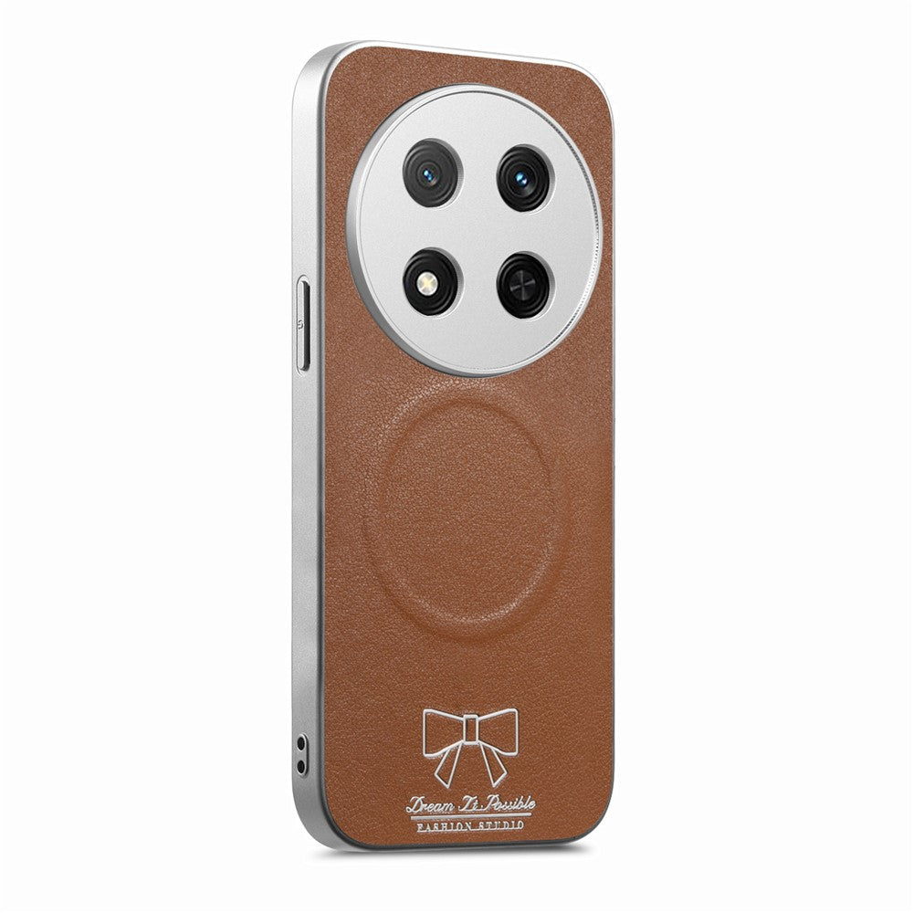 DREAM IS POSSIBLE FASHION STUDIO Bow Magnetic Case YSK-01 Phone Case for Honor X60 Pro 5G  /  X9c 5G  /  Magic7 Lite 5G Woven Texture N52 Magnet Dual-Layer Shockproof Raised Lips Cover