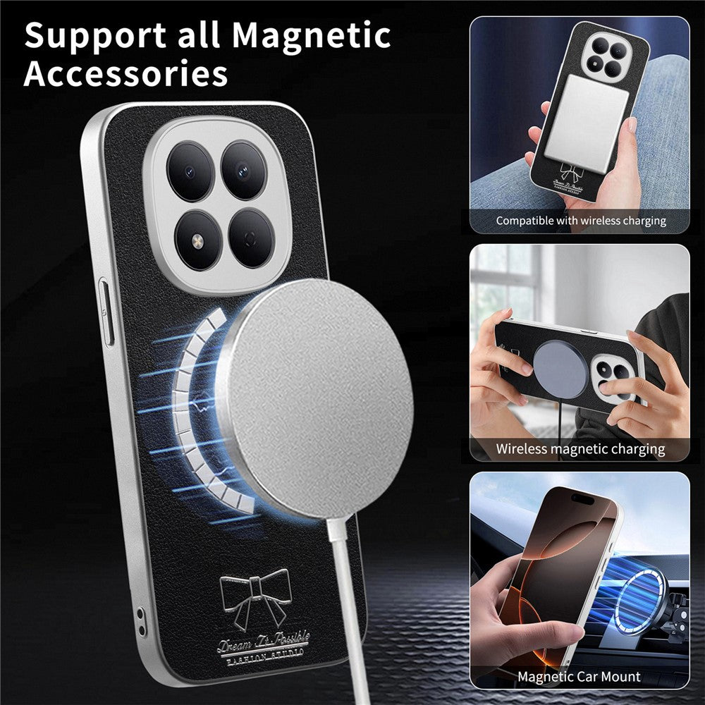 Xiaomi Redmi Note 15 5G (Global) / Poco M8 5G Magnetiskt Skal Rosett Mönster PU-läder + TPU + PC Stötsäkert mobilskal