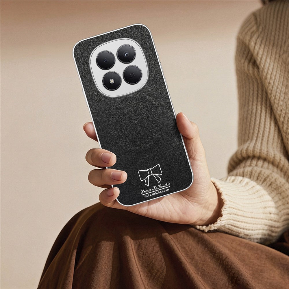 For Xiaomi Redmi Note 15 5G (Global) / Poco M8 5G Magnetic Case Bow Pattern PU Leather + TPU + PC Shockproof Phone Cover