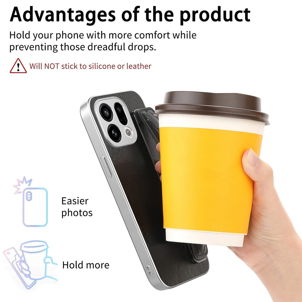 For Oppo Find X9 5G Case PU Leather Coated PC + TPU Protective Phone Cover with Quilted Wrist Strap