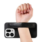For Oppo Find X9 5G Case PU Leather Coated PC + TPU Protective Phone Cover with Quilted Wrist Strap