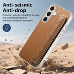 Samsung Galaxy S25-skal i PU-läder med PC + TPU-skydd och vadderat handledsrem