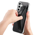 For Samsung Galaxy S24 Case PU Leather Coated PC + TPU Protective Phone Cover with Quilted Wrist Strap