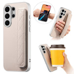 For Samsung Galaxy S24 Ultra Case PU Leather Coated PC + TPU Protective Phone Cover with Quilted Wrist Strap