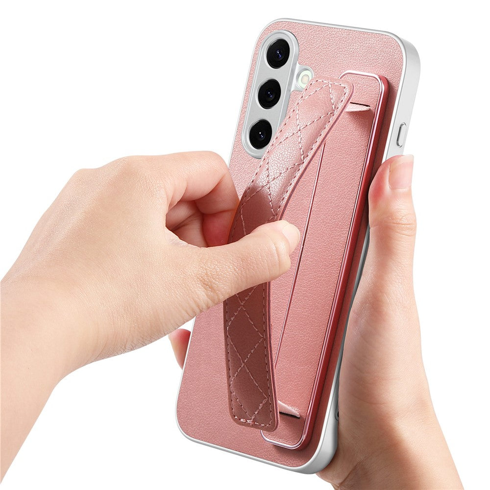 Samsung Galaxy A36 5G-skal i PU-läder med PC + TPU-skydd och vadderat handledsrem