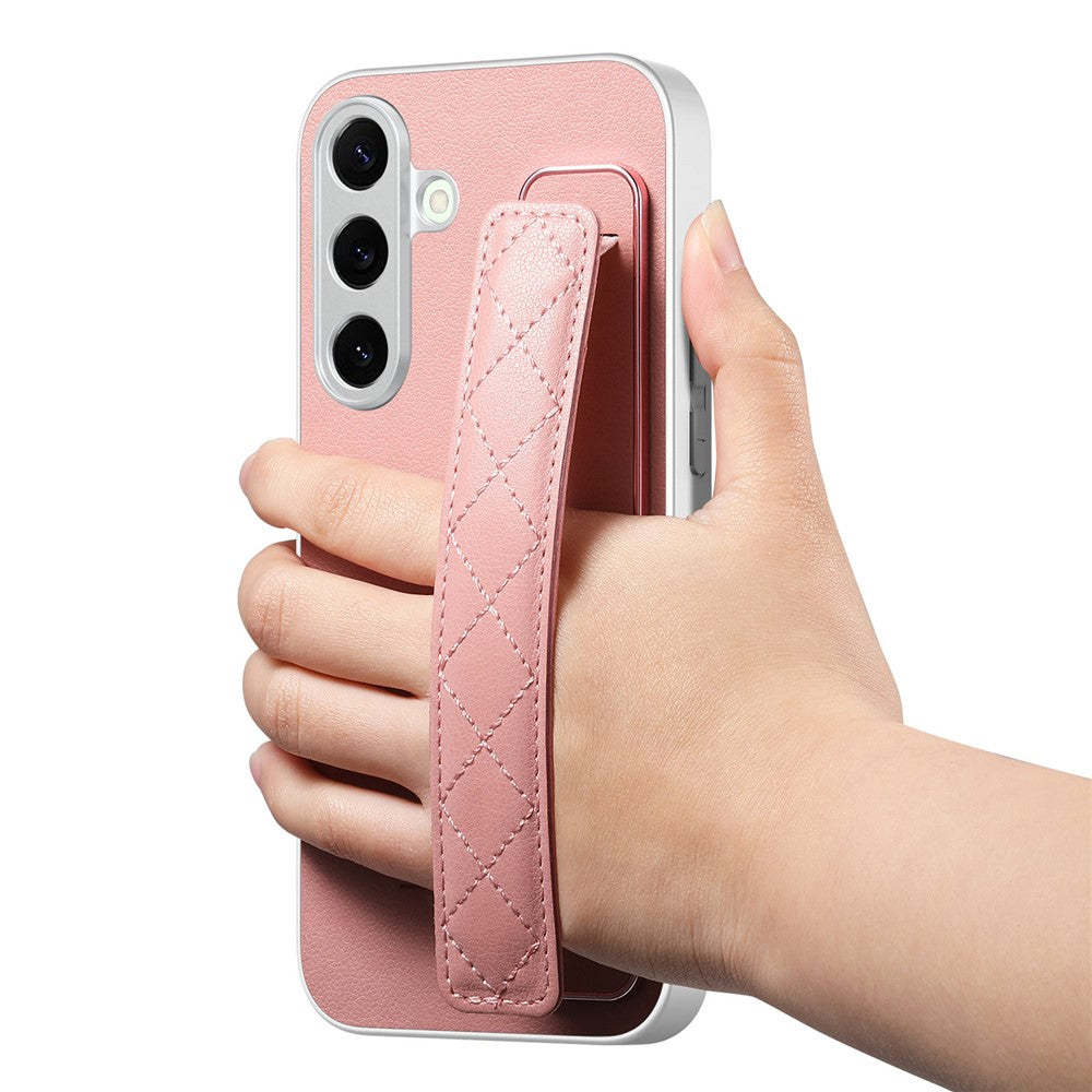 Samsung Galaxy A36 5G-skal i PU-läder med PC + TPU-skydd och vadderat handledsrem