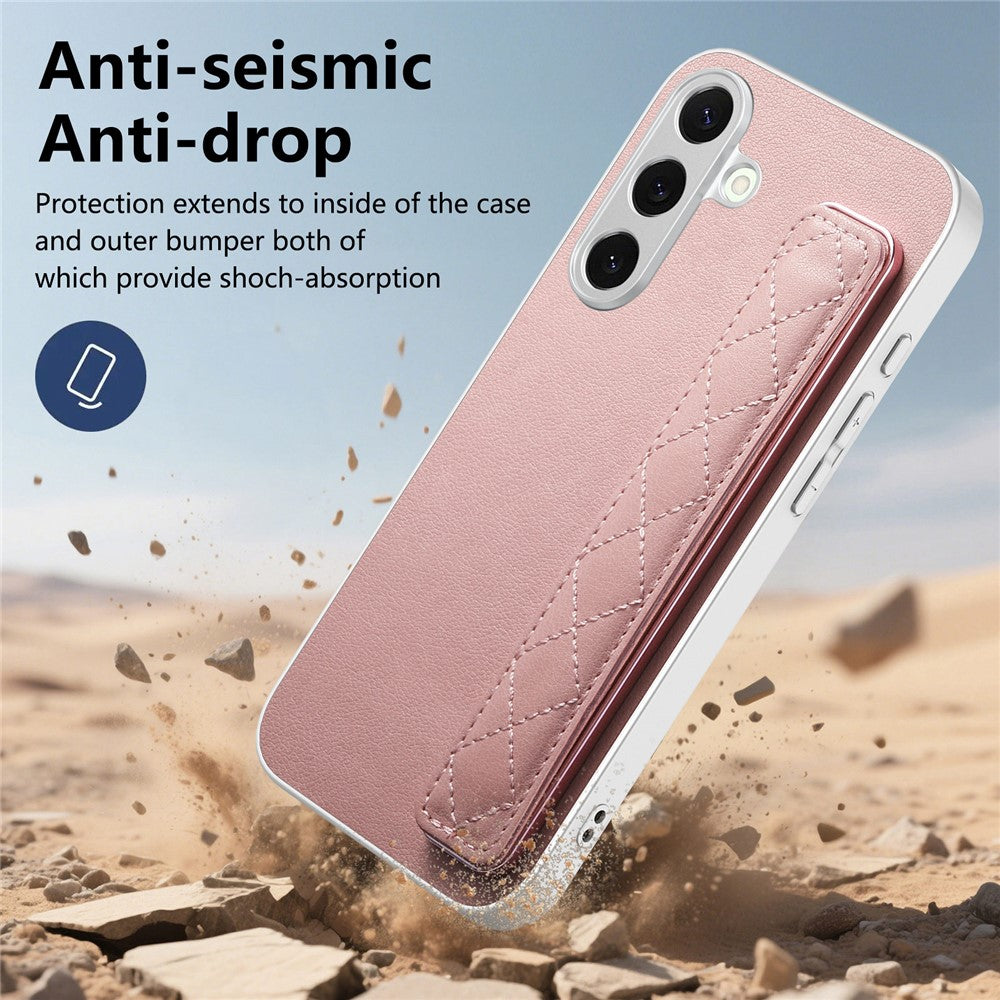 Samsung Galaxy A36 5G-skal i PU-läder med PC + TPU-skydd och vadderat handledsrem