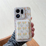 For Oppo Find X9 Pro 5G Magnetic Case with Detachable Card Holder Floral Pattern Anti-Drop Phone Cover