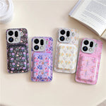 For Oppo Find X9 Pro 5G Magnetic Case with Detachable Card Holder Floral Pattern Anti-Drop Phone Cover