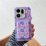 For Oppo Find X9 Pro 5G Magnetic Case with Detachable Card Holder Floral Pattern Anti-Drop Phone Cover