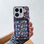 For Oppo Find X9 Pro 5G Magnetic Case with Detachable Card Holder Floral Pattern Anti-Drop Phone Cover