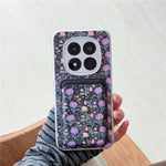 For Xiaomi Redmi Note 15 Pro 5G (Global) Magnetic Case with Detachable Card Holder Floral Pattern Anti-Drop Phone Cover