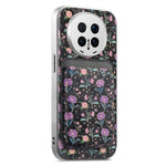 For Honor Magic8 Pro 5G Magnetic Case with Detachable Card Holder Floral Pattern Anti-Drop Phone Cover